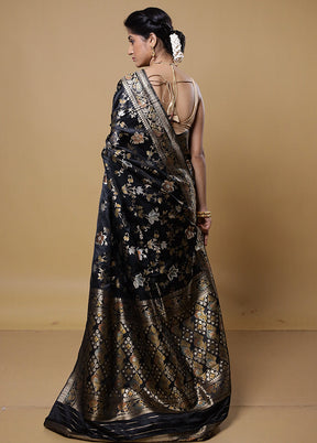 Black Dupion Silk Saree With Blouse Piece