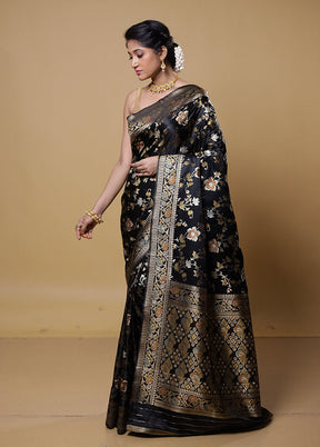 Black Dupion Silk Saree With Blouse Piece