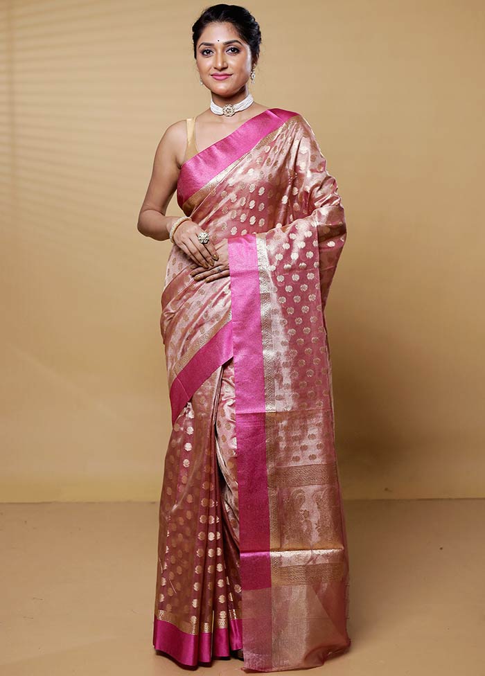 Pink Tissue Silk Saree With Blouse Piece