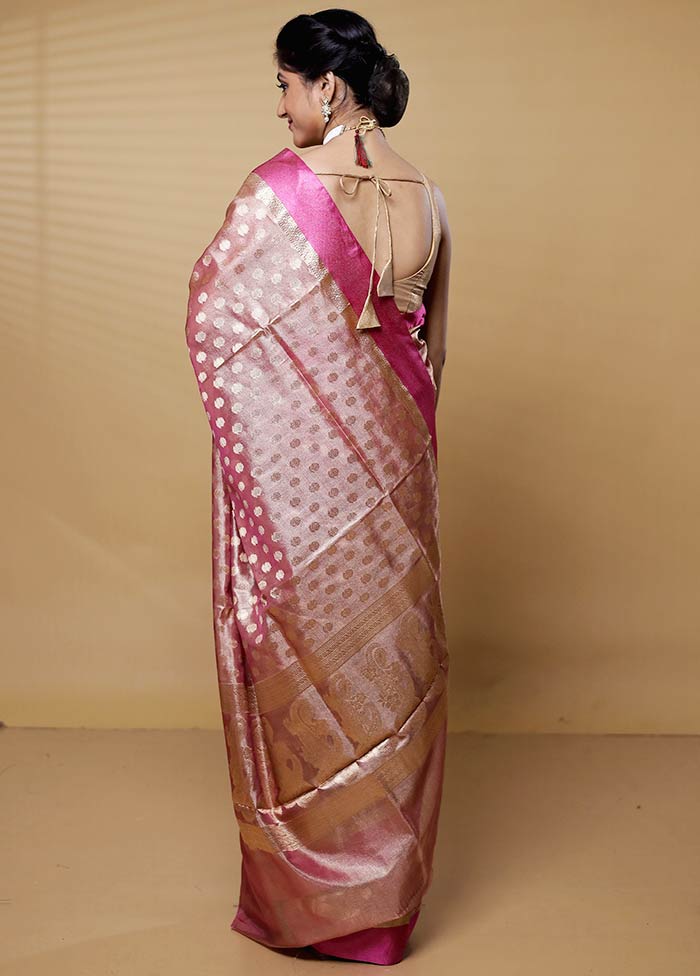 Pink Tissue Silk Saree With Blouse Piece