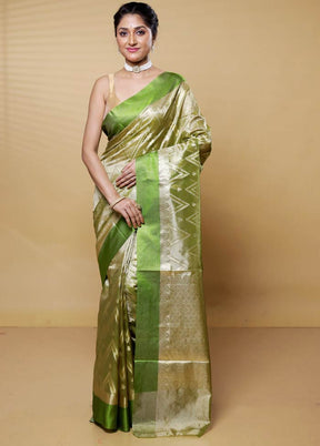 Green Tissue Silk Saree With Blouse Piece