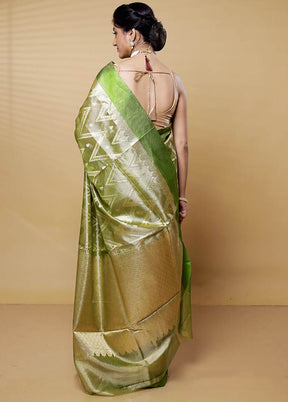 Green Tissue Silk Saree With Blouse Piece