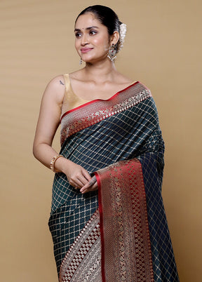 Green Katan Silk Saree With Blouse Piece