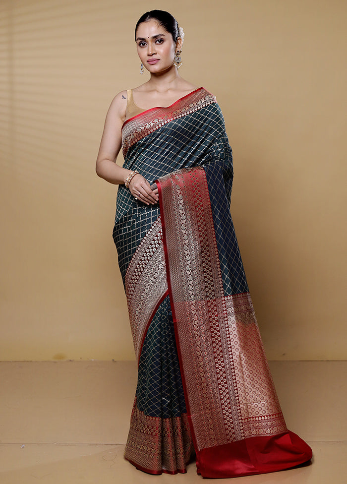 Green Katan Silk Saree With Blouse Piece