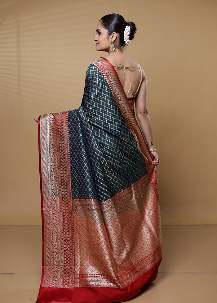 Green Katan Silk Saree With Blouse Piece