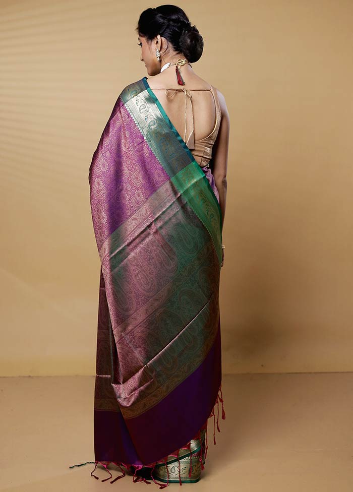 Purple Dupion Silk Saree With Blouse Piece