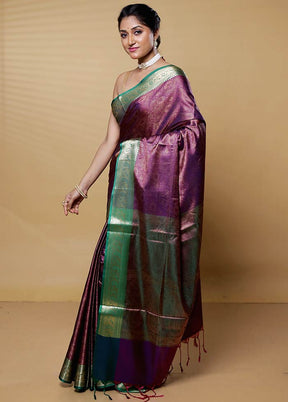 Purple Dupion Silk Saree With Blouse Piece