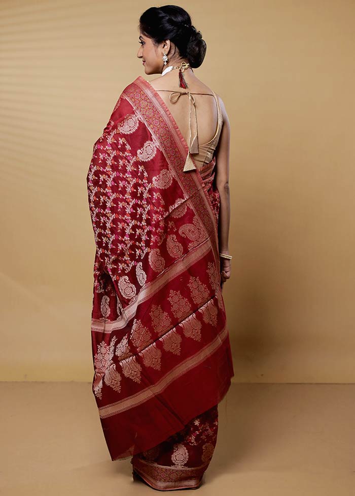 Red Cotton Saree With Blouse Piece