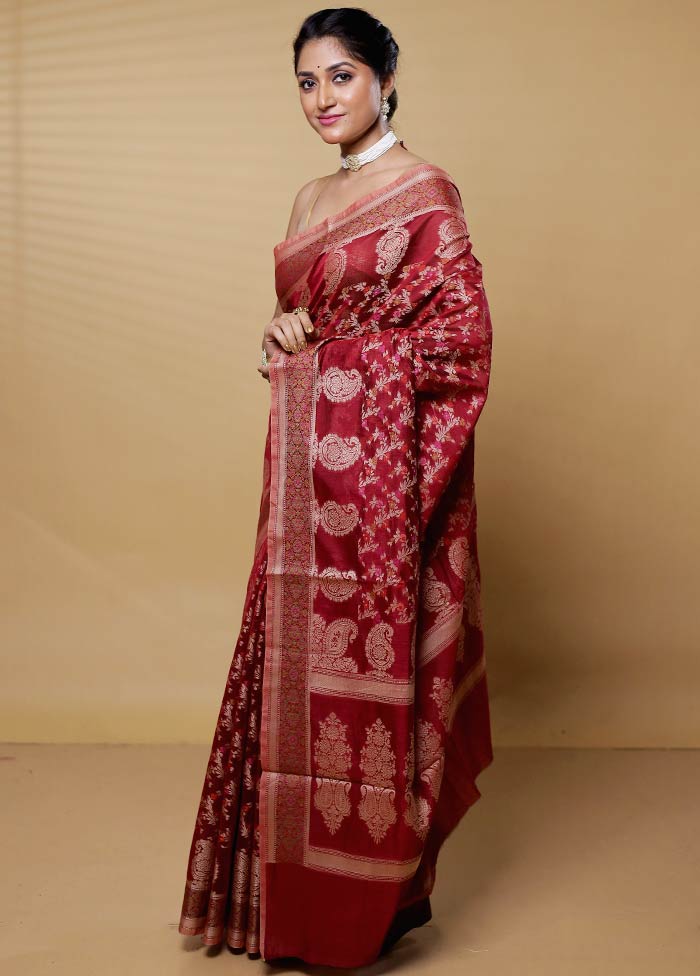 Red Cotton Saree With Blouse Piece