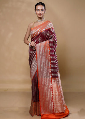 Maroon Katan Silk Saree With Blouse Piece