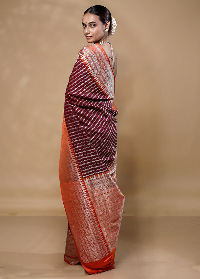 Maroon Katan Silk Saree With Blouse Piece