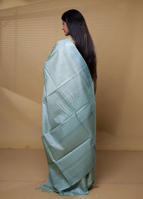 Green Tussar Silk Saree With Blouse Piece