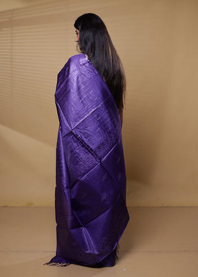 Purple Tussar Silk Saree With Blouse Piece