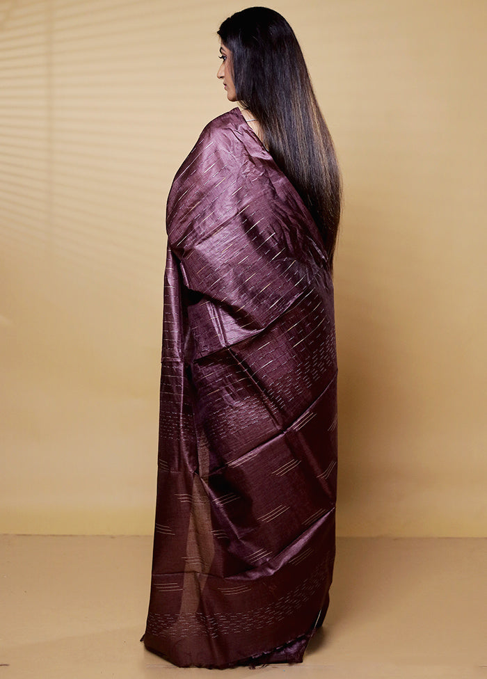 Brown Tussar Silk Saree With Blouse Piece