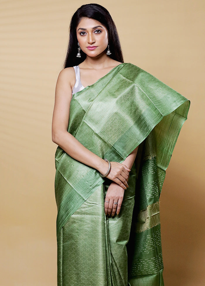 Purple Tussar Silk Saree With Blouse Piece