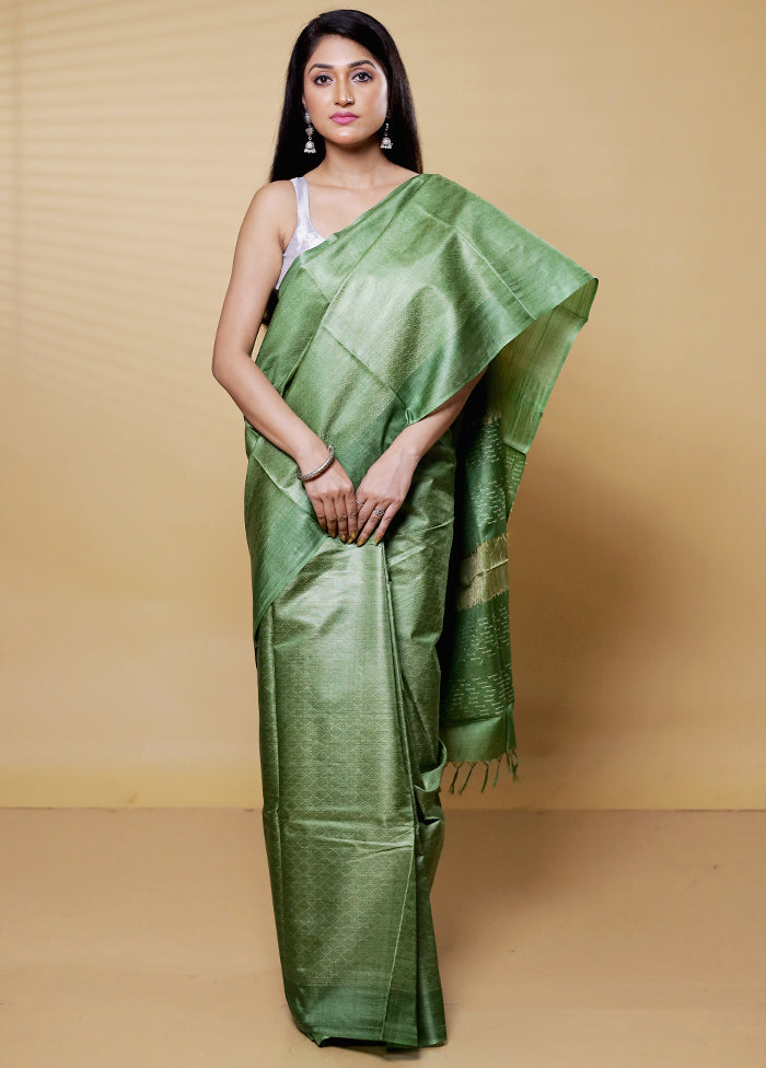 Purple Tussar Silk Saree With Blouse Piece