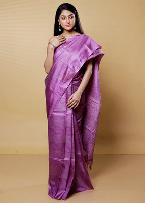 Purple Tussar Silk Saree With Blouse Piece