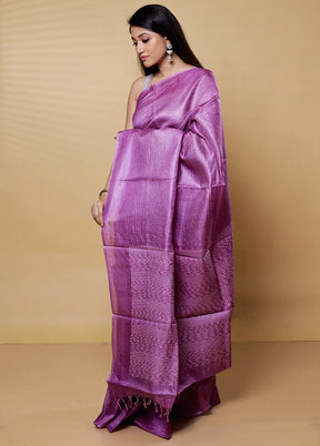 Purple Tussar Silk Saree With Blouse Piece