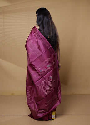 Purple Tussar Silk Saree With Blouse Piece