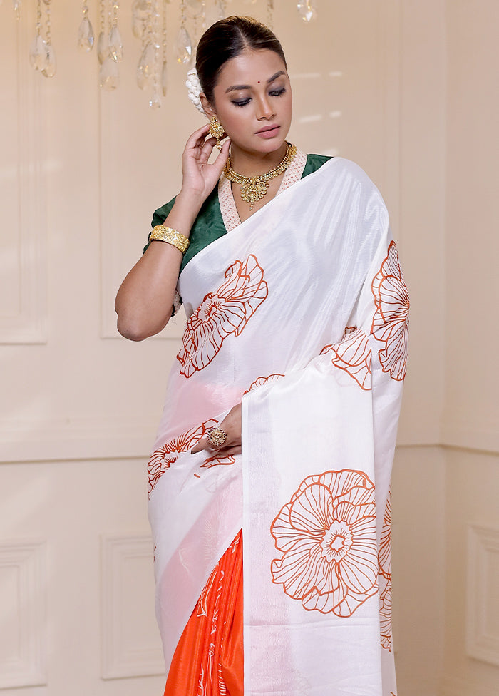 White Georgette Saree With Blouse Piece