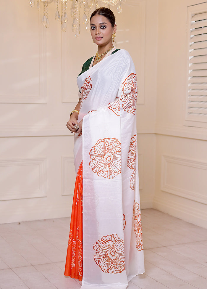 White Georgette Saree With Blouse Piece