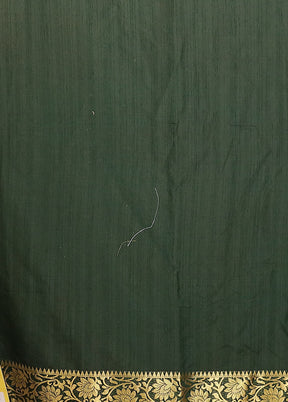 Green Dupion Silk Saree With Blouse Piece