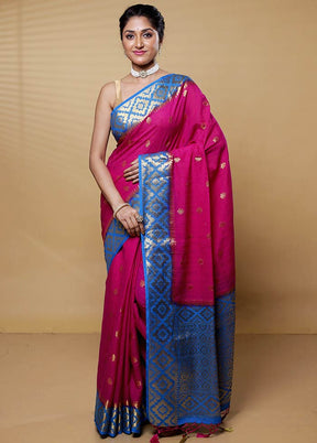 Pink Dupion Silk Saree With Blouse Piece