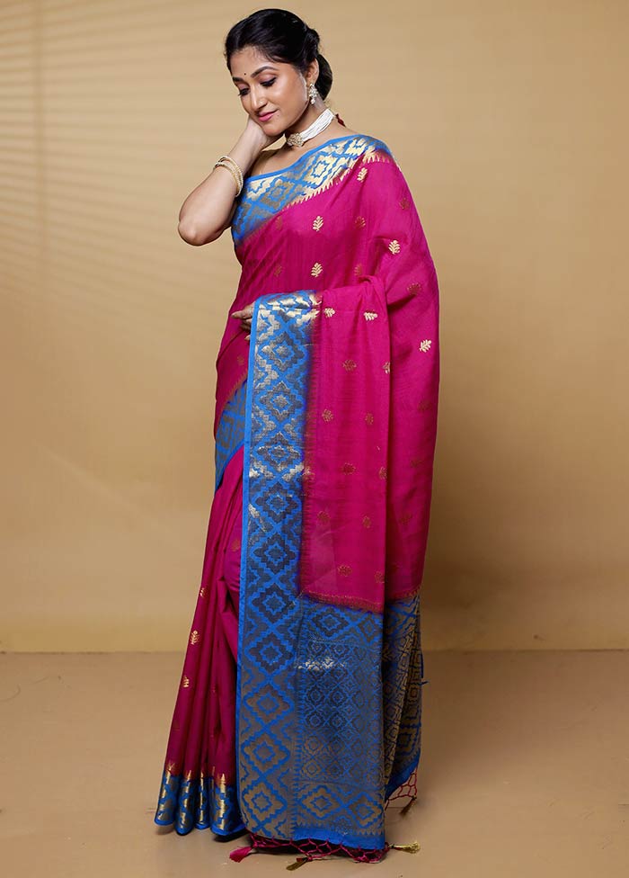 Pink Dupion Silk Saree With Blouse Piece