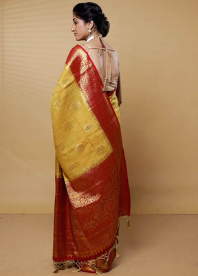 Cream Dupion Silk Saree With Blouse Piece