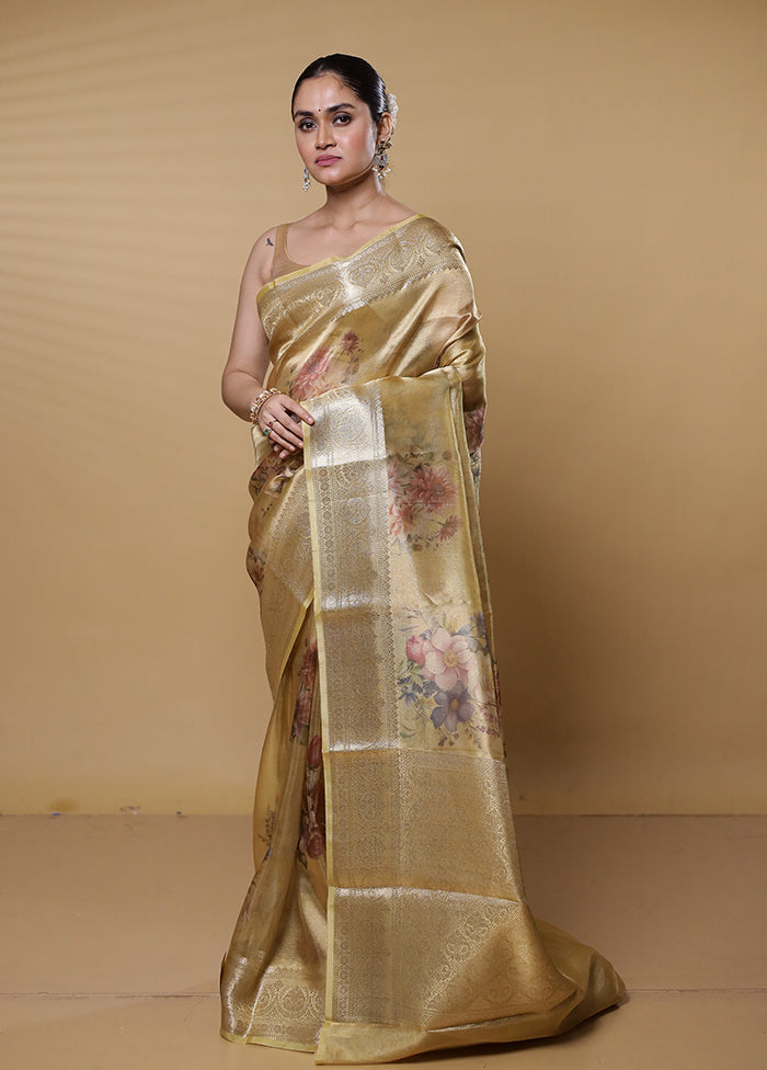 Gold Tissue Silk Saree With Blouse Piece