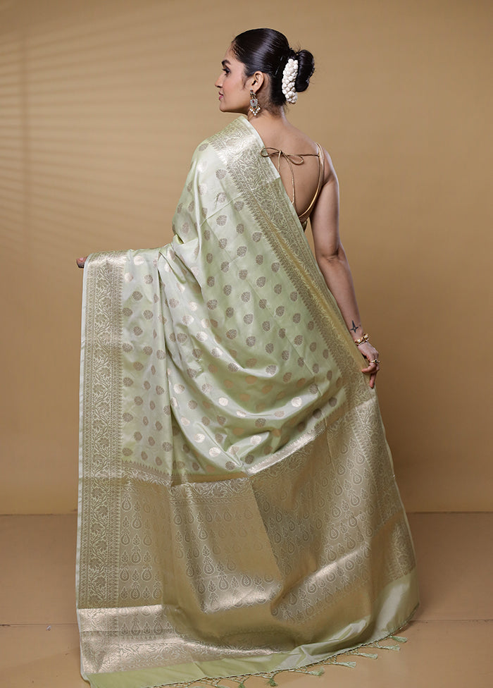 Green Dupion Silk Saree With Blouse Piece