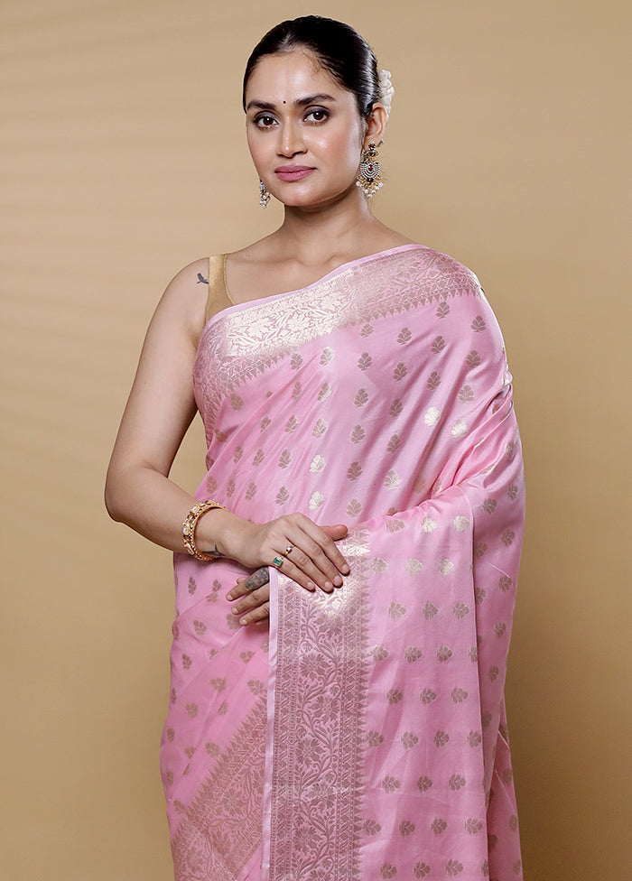 Pink Dupion Silk Saree With Blouse Piece