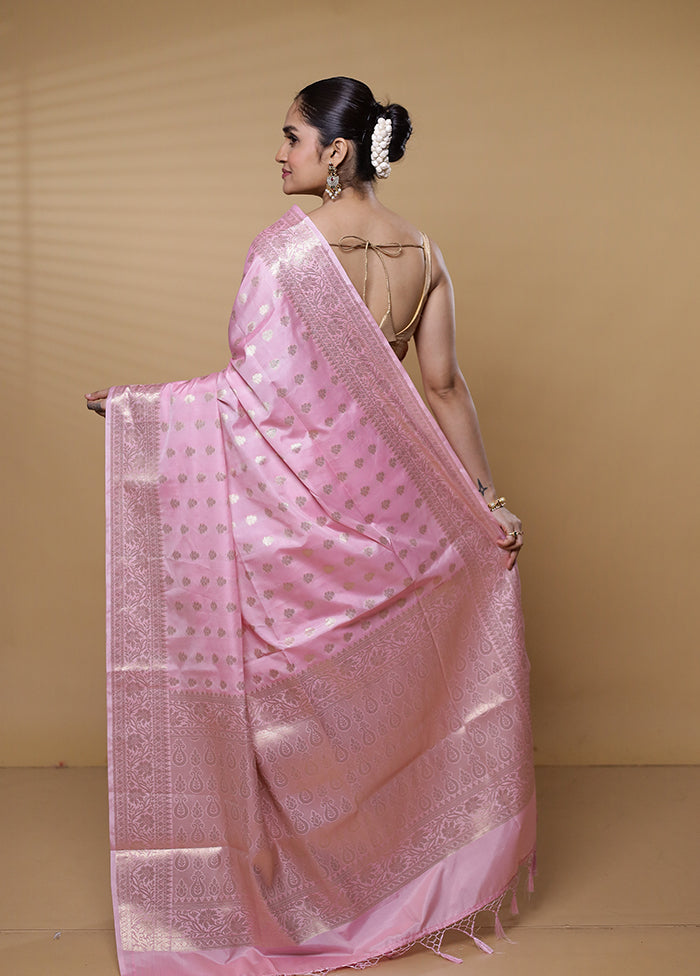 Pink Dupion Silk Saree With Blouse Piece