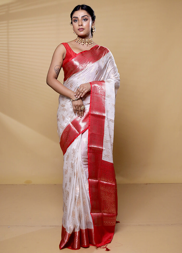 White Georgette Saree With Blouse Piece