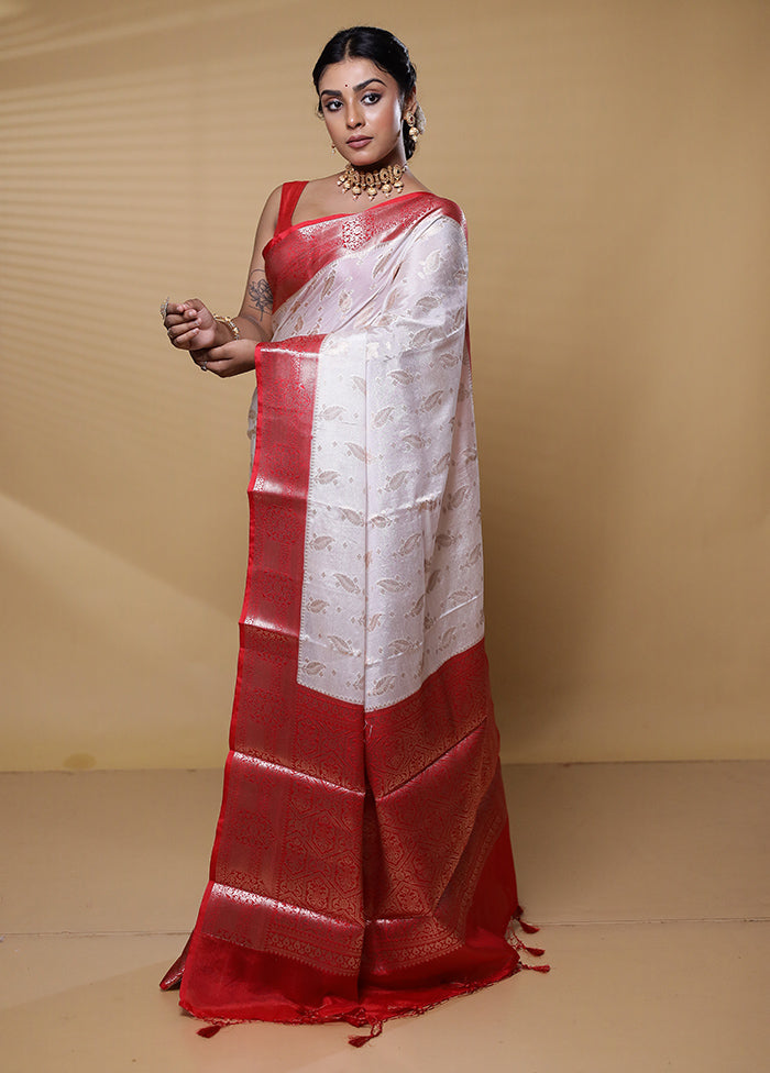 White Georgette Saree With Blouse Piece