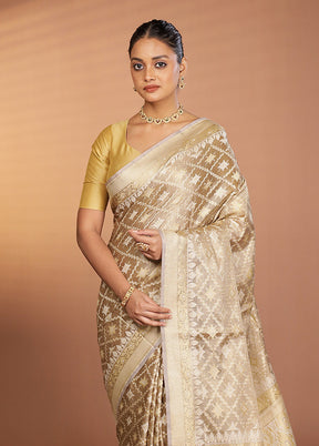 Cream Tissue Silk Saree With Blouse Piece