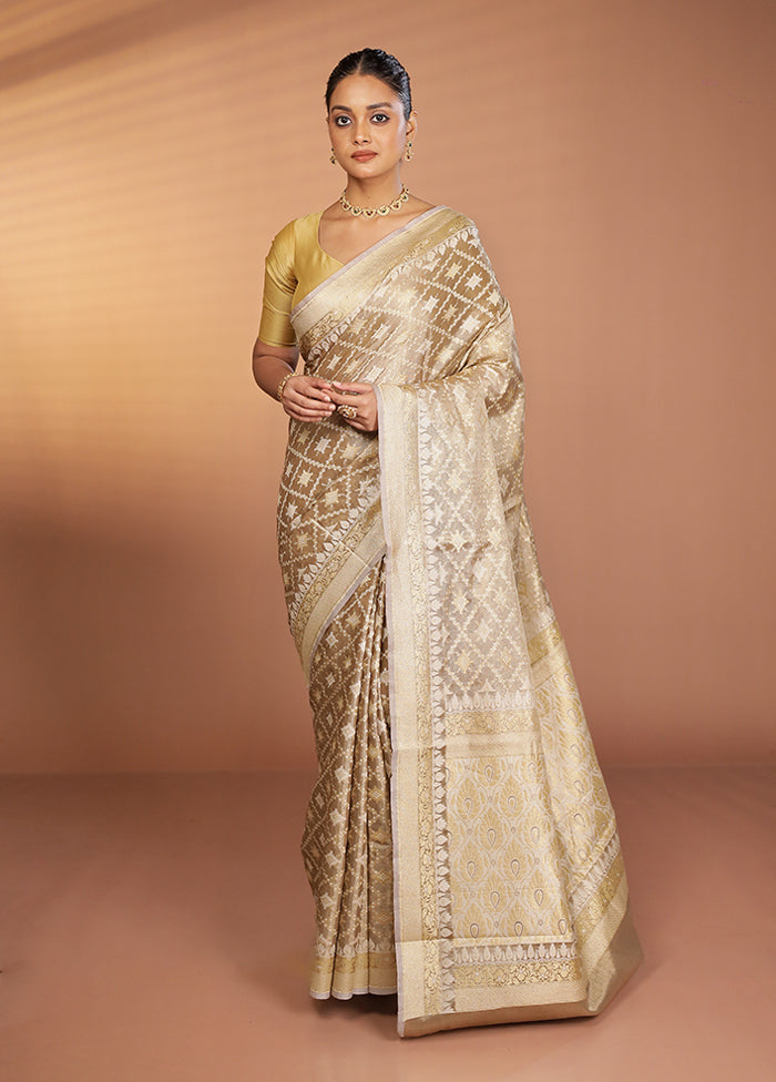 Cream Tissue Silk Saree With Blouse Piece