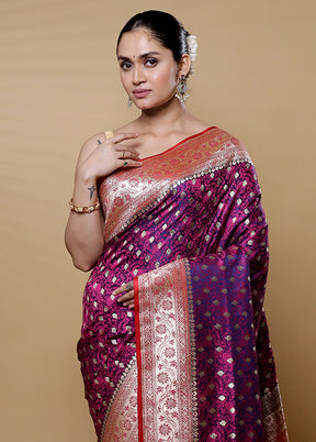 Purple Tanchoi Silk Saree With Blouse Piece