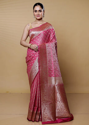 Pink Tanchoi Silk Saree With Blouse Piece