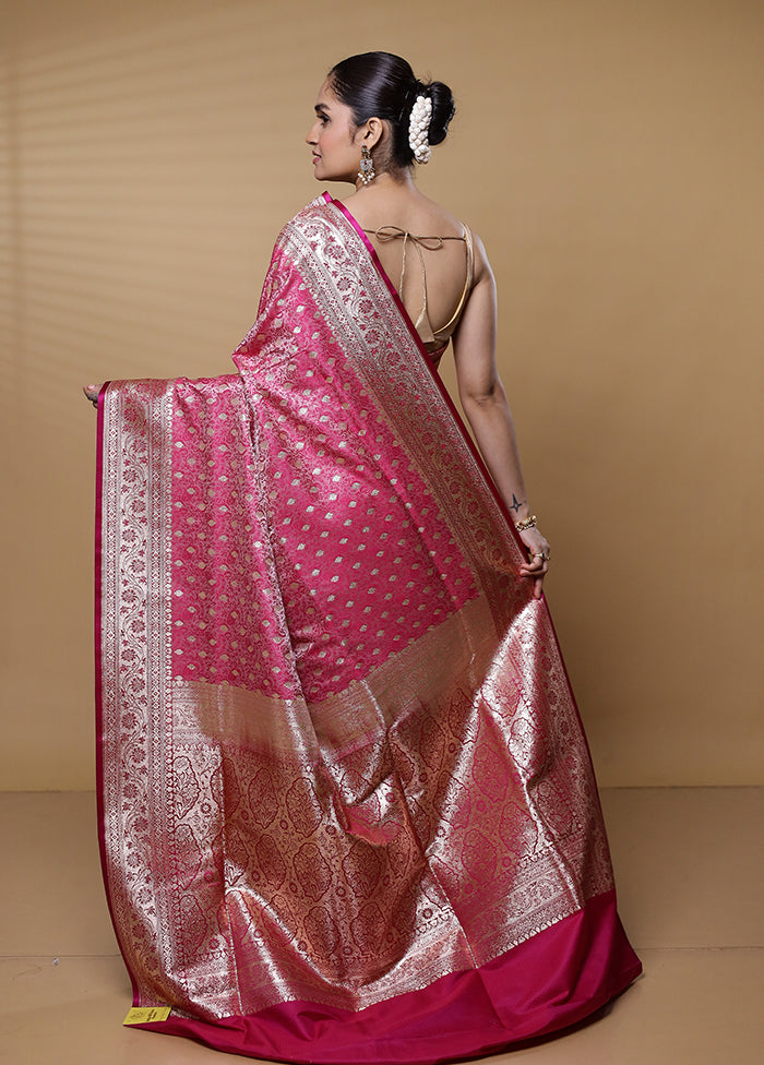 Pink Tanchoi Silk Saree With Blouse Piece