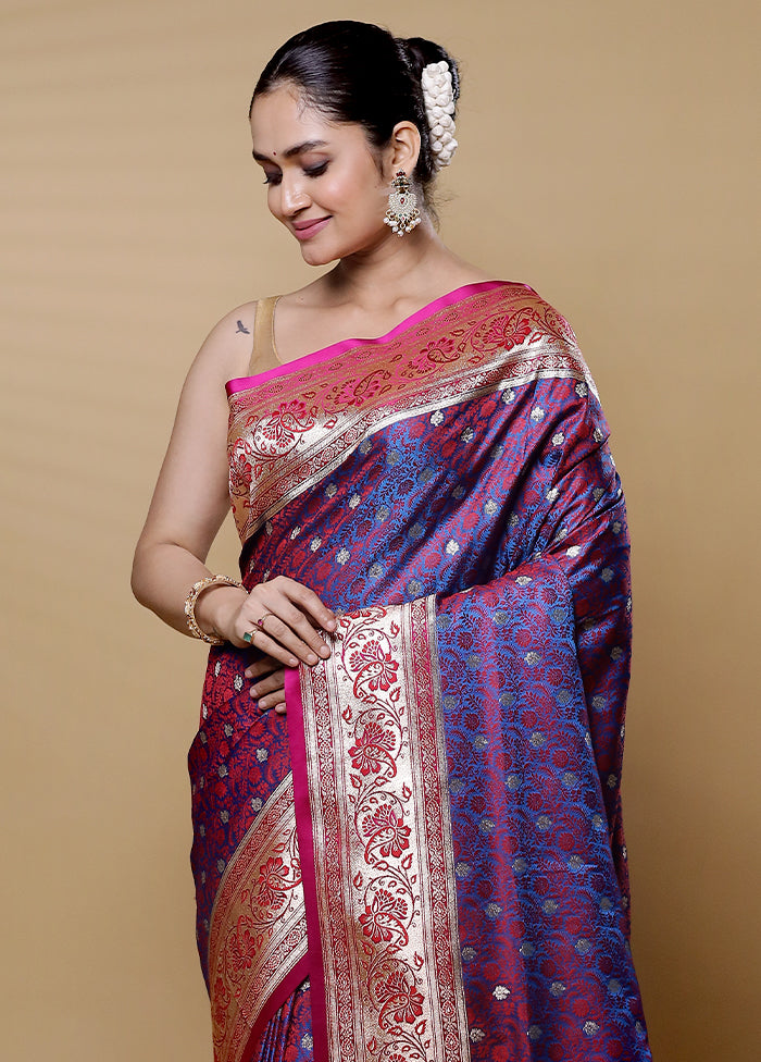 Blue Tanchoi Silk Saree With Blouse Piece