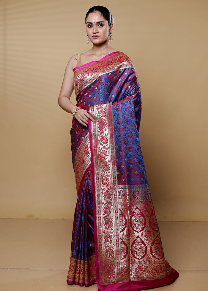 Blue Tanchoi Silk Saree With Blouse Piece