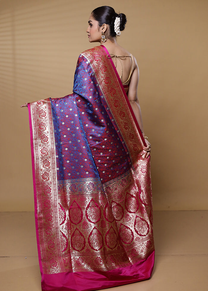 Blue Tanchoi Silk Saree With Blouse Piece