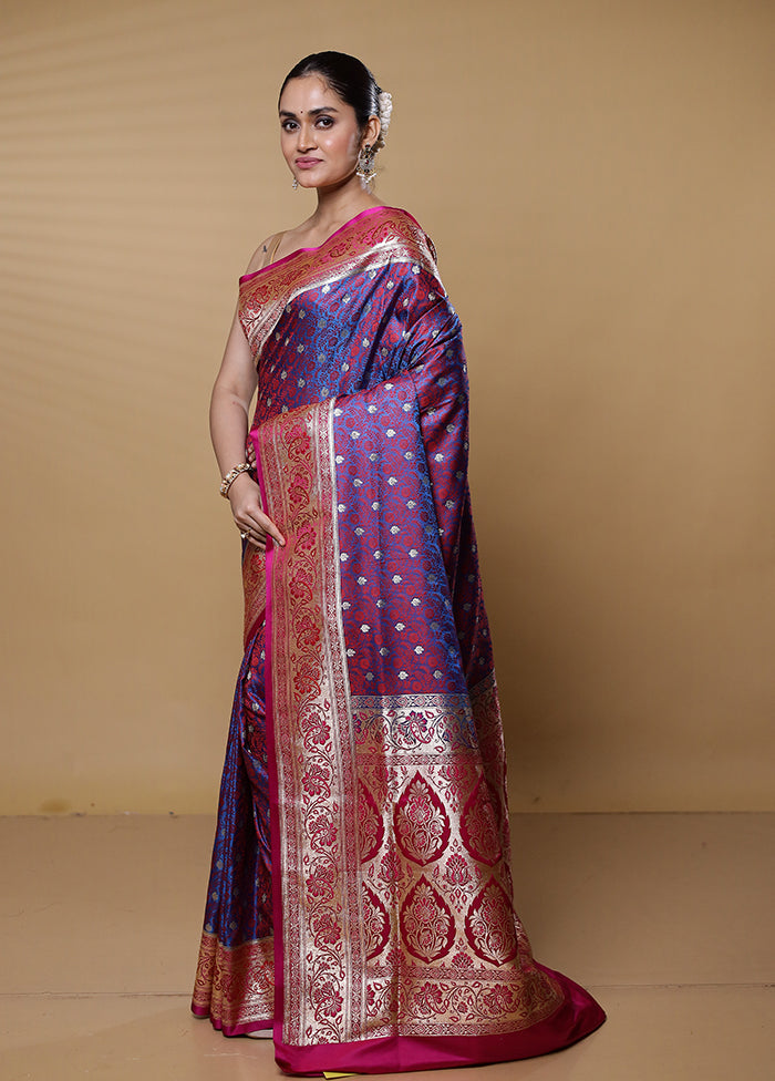 Blue Tanchoi Silk Saree With Blouse Piece