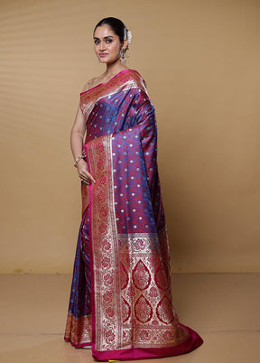 Blue Tanchoi Silk Saree With Blouse Piece