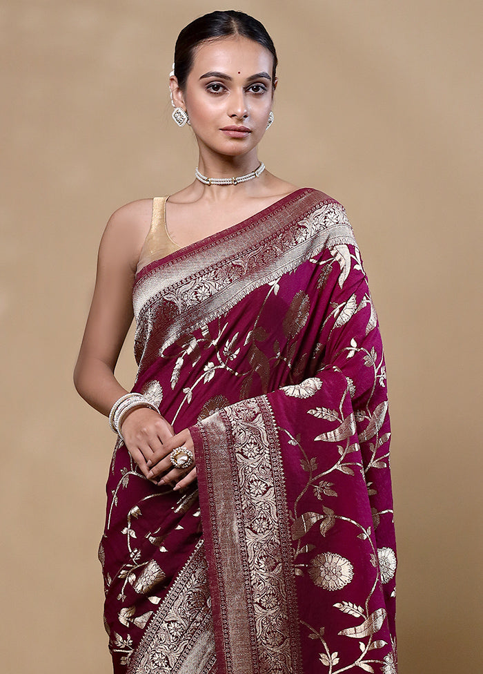 Maroon Georgette Saree With Blouse Piece