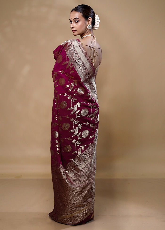 Maroon Georgette Saree With Blouse Piece