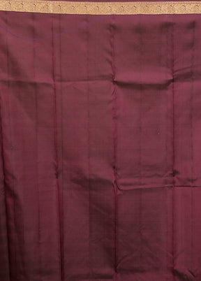Purple Handloom Kanjivaram Pure Silk Saree With Blouse Piece