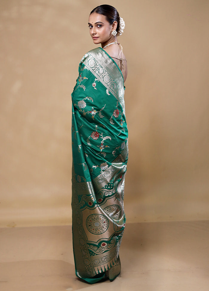 Green Katan Silk Saree With Blouse Piece