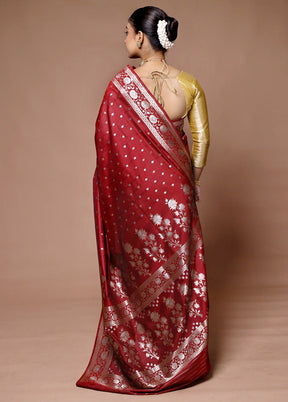 Red Katan Silk Saree With Blouse Piece